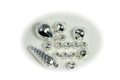 Směs perlí do 12 mm - stříbrná (100 ks)